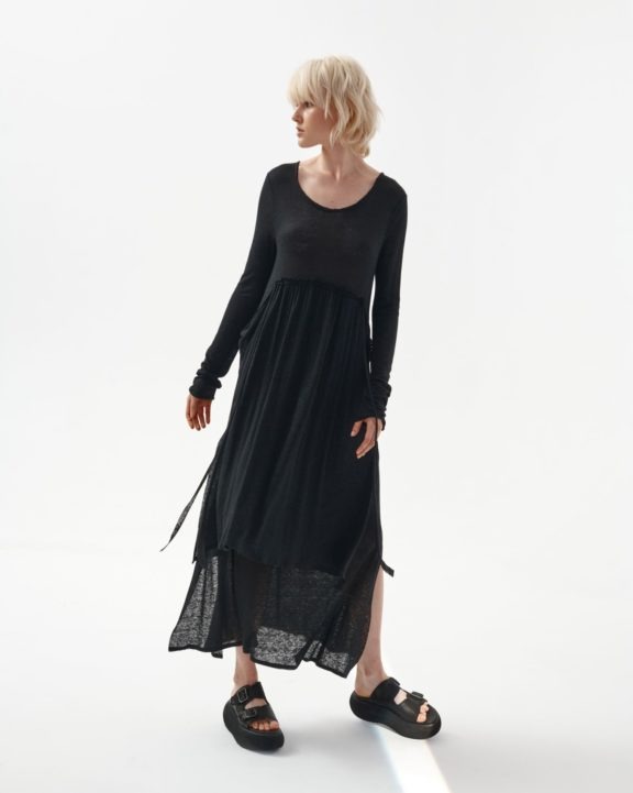 Kedziorek black dress linen summer 22