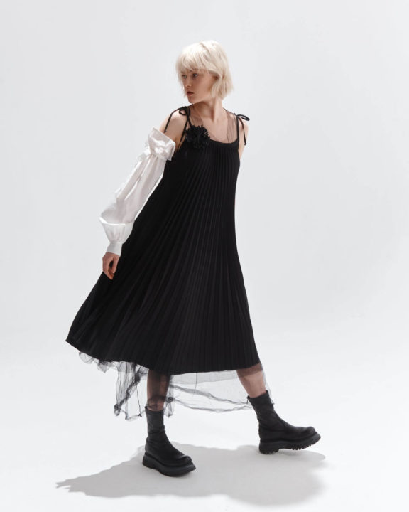 Kedziorek black pleated dress winter 22